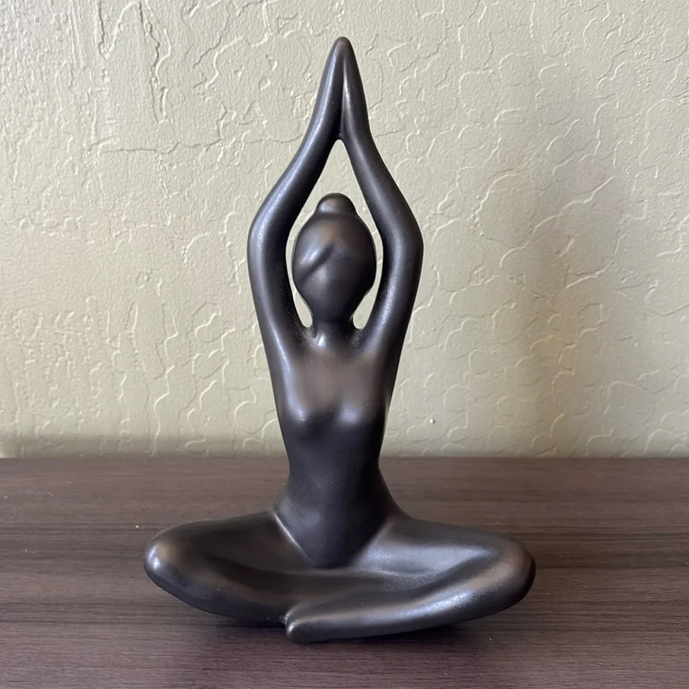 Yoga Figurine Lotus Anjali‎ Mudra Prayer Hands Black Statuette Yoga Decor